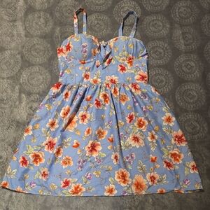 Band of Gypsies Blue Floral Midi Dress